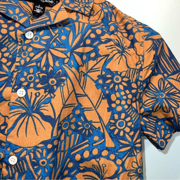 NWT TREASURE & BOND Kids' Hawaiian Short Sleeve Button Up Brown/Tan Size L 10-12 - Picture 3 of 8